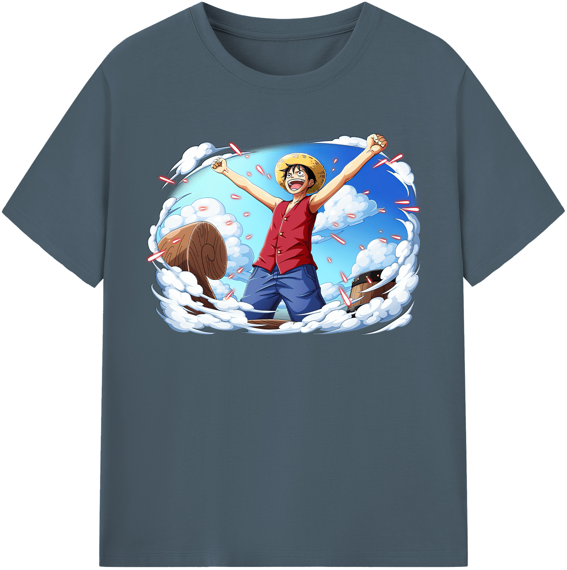 ワンピース モンキー・D・ルフィ ONE PIECE Monkey D. Luffy 綿100％半袖Tシャツ（フロントプリント）